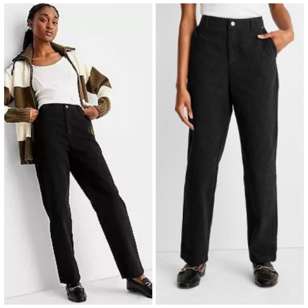 Future Collective High Rise Straight Twill Pant Yoke Seam Sz 12 Reese Blutstein - Picture 14 of 14
